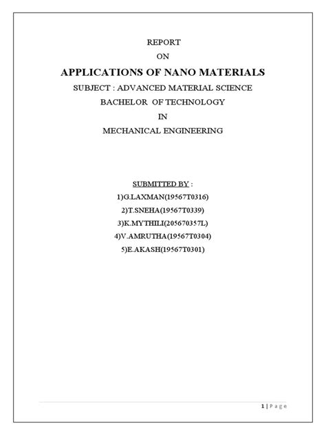 Applications of Nano Materials | PDF | Nanotechnology | Nanomedicine