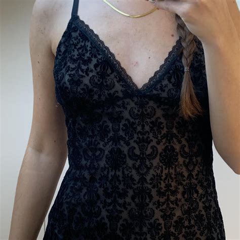 Super Cute Lingerie Sheer Dress With Velvet Floral Depop