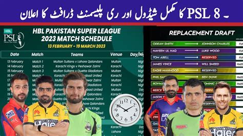 Psl Replacement Draft 2023 Psl 8 Full Schedule 2023 Psl 8 Live