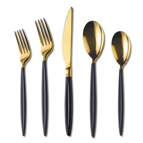 Buy Homquen Piece Black Gold Flatware Set Stainless Steel