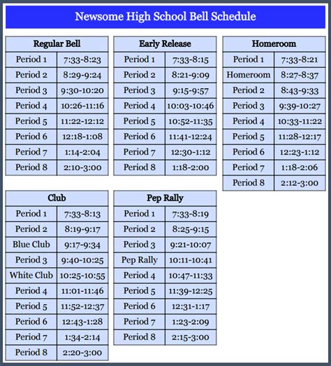 Bell Schedule Newsome High School Ptsa