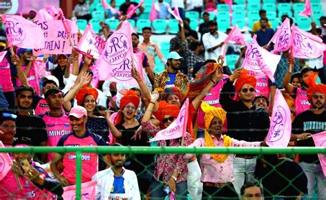 Jaipur Rajasthan Royals Cricket Fans Cheer For Their Team During The