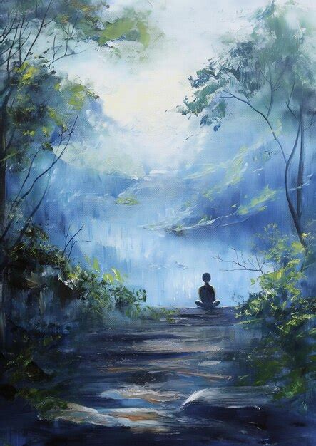 Premium Photo | Tranquil Mindfulness and Meditation Scenes in Oil ...