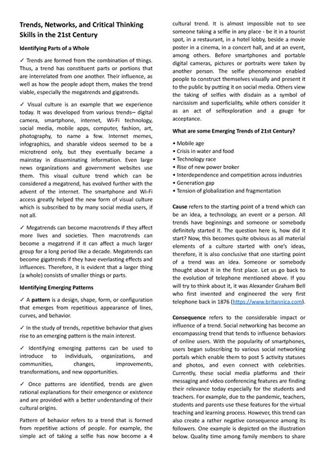 Trends - Academic - Trends, Networks, and Critical Thinking Skills in