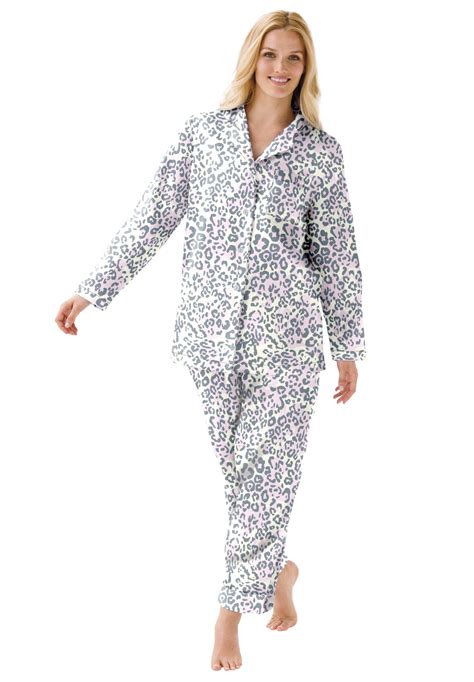 Dreams & Co. Women's Plus Size Classic Flannel Pajama Set Pajamas - Walmart.com