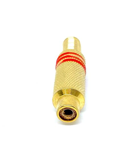 KIT 05 PEÇAS PLUG JACK RCA FEMEA METALICO DOURADO MOLA VERMELHO