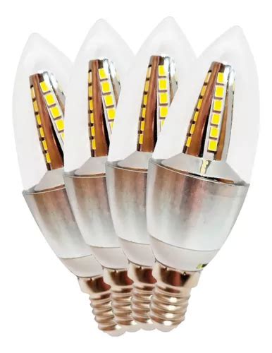 4 Lâmpadas Led Formato Vela 4w Chama E14 Branco Frio 6k Parcelamento