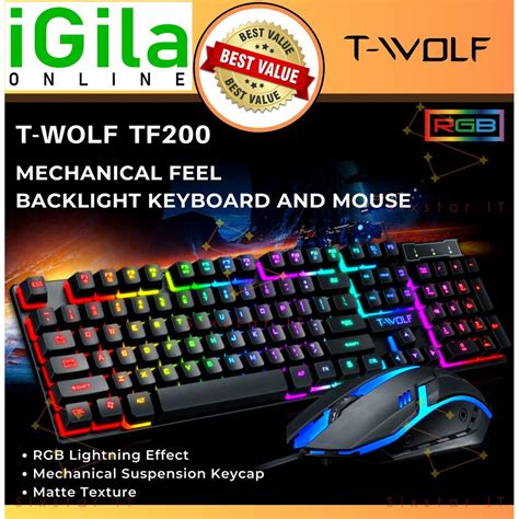 T Wolf Tf200 Tf230 Rainbow Led Backlight Mechanical Feel Gaming