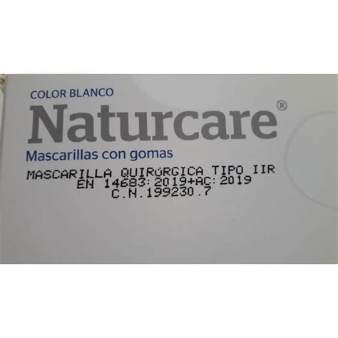 Mascarilla Quirúrgica Tipo IIR Blanca 50 Ud 3cps PP C gomas Naturcare