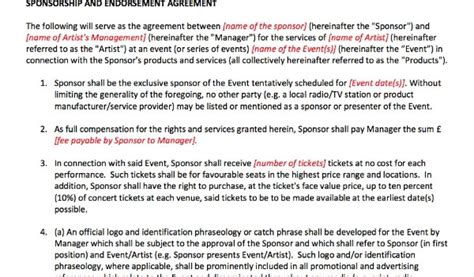 Celebrity Endorsement Contract Template 9 Band Contract Examples Pdf