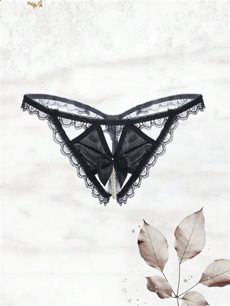 Lingerie Sexy En Dentelle Avec Ouverture En Dentelle String De Massage Avec Perles Sous