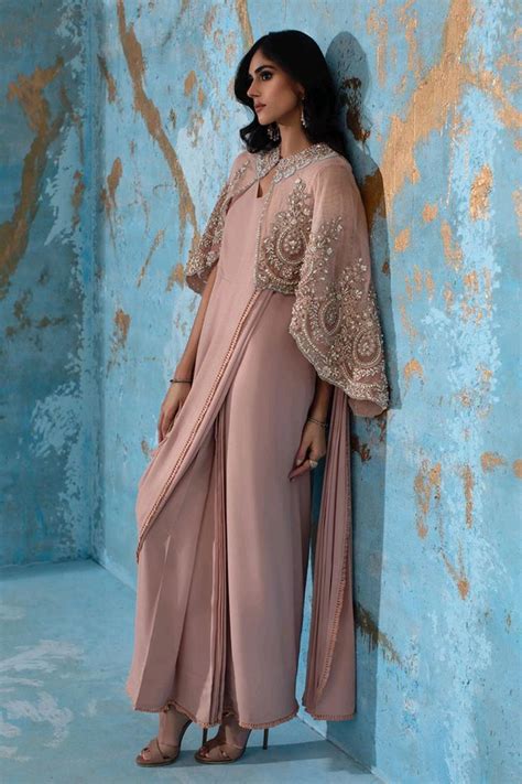 Beauty Modelling Long Dress With Embroidered Cape Designer Dresses
