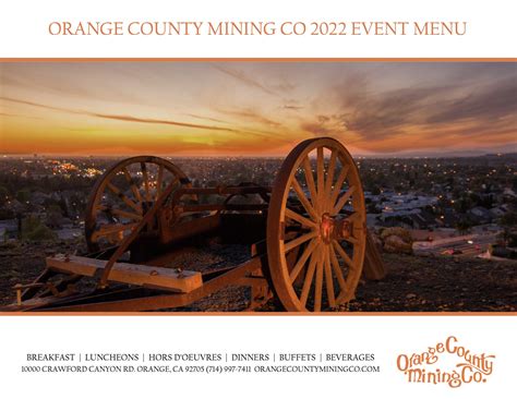 Orange County Mining Co Banquet Menus