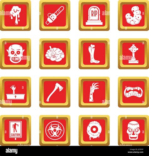 Zombie Icons Set Red Stock Vector Image Art Alamy