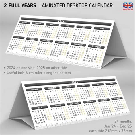 2024 & 2025 Desk Calendar Planner StandUp Tent Card 2 Year Calendar ...