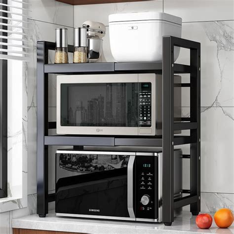 Rak Oven Microwave Teleskopik Rak Oven Rak Dapur Multifungsi Persediaan