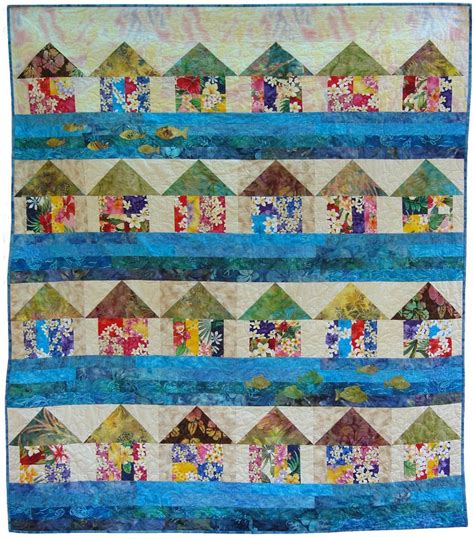 Beach House Row Quilt With Hawaiian Prints Beach House Quilts House