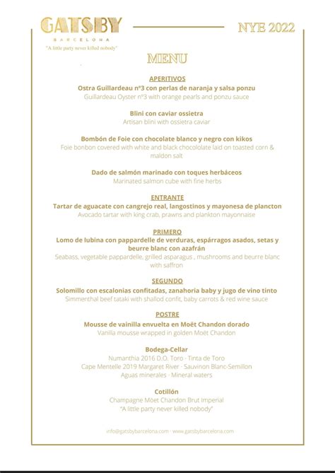 Gatsby Menu Fin De Ano Divinos Sabores Consultoria Restaurantes