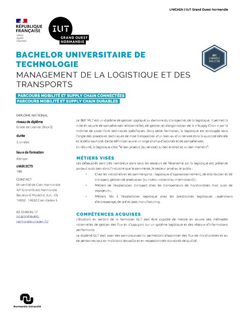 BUT Management De La Logistique Et Des Transports Autocaremploi