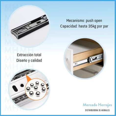 Corredera Telescópica Push Open 50 Cm Reforzada Premium en venta en por