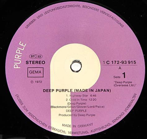 Deep Purple Made In Japan German Release Lp Album Cover Gallery