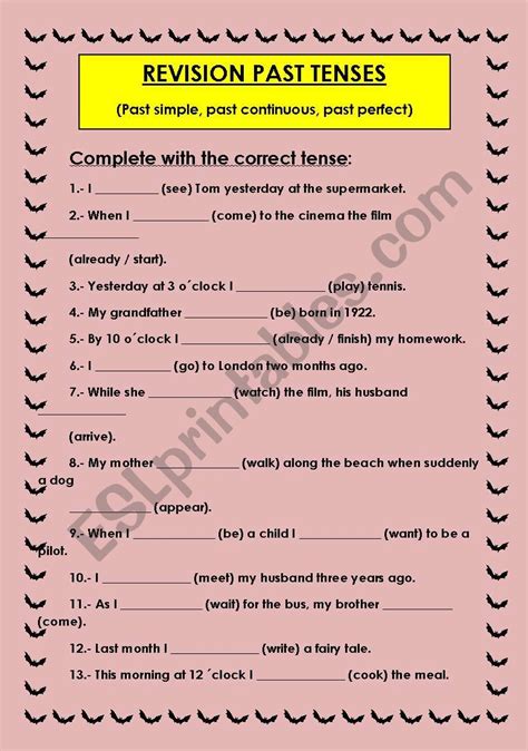 REVISION PAST TENSES ESL Worksheet By Emece