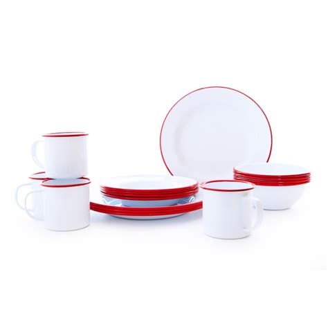 Vintage 16 Piece Dinnerware Set | Enamelware by Crow Canyon