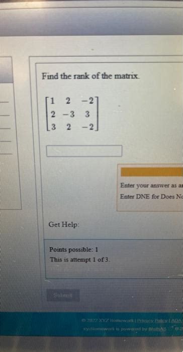 Solved Find The Rank Of The Matrix Enter Chegg