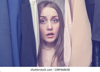 Scared Man Naked Lover Hiding Closet Stock Photo 1372715357 Shutterstock