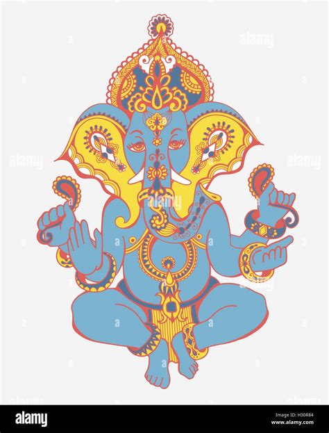 Hindu Lord Ganesha Ornate Sketch Drawing Tattoo Yoga Spiritua Stock