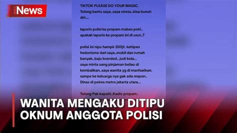 Viral Di TikTok Wanita Mengaku Ditipu Oknum Anggota Polres Jakut Hingga