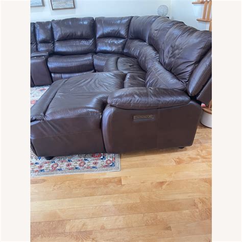 Leather 6 Piece Power Reclining Sectional - AptDeco