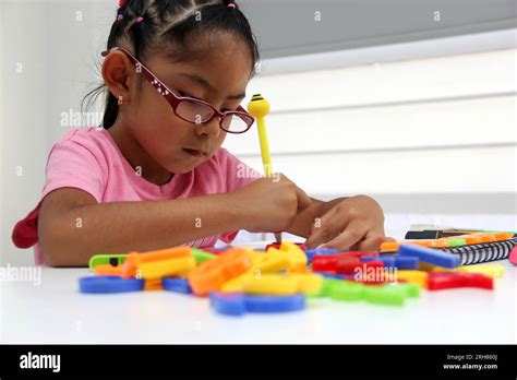 Year Old Brunette Latina Girl With Autism Spectrum Disorder ASD Like Asperger Rett And Heller