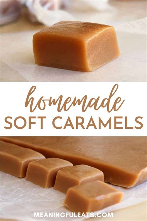 A Soft Caramel Square Sitting On A Piece Of Parchment Paper Homemade