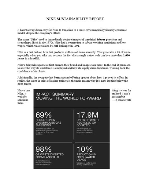 Nike Sustainability Report | PDF | Nike | Waste