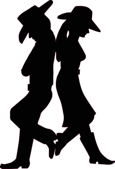 Cowgirl and Cowboy Silhouette Black Back to Back Decal - Etsy