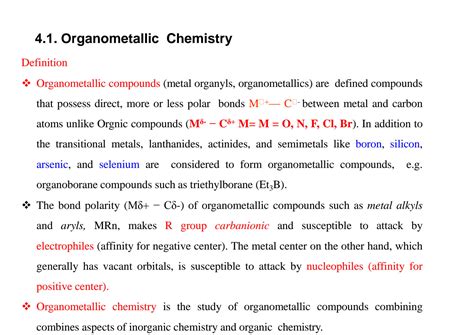 Solution Organometallic Compounds Studypool