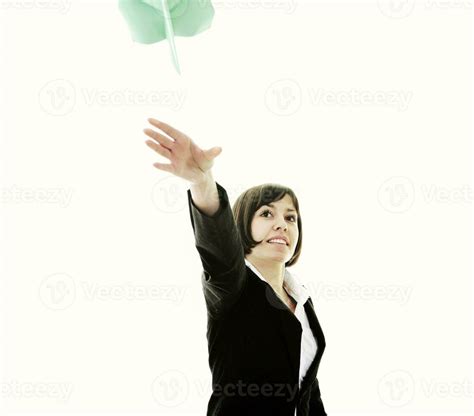 Business Woman Throwing Paper Airplane 31061501 Stock Photo At Vecteezy