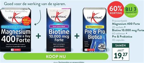 Lucovitaal Magnesium 400 Forte 20 Sachets Biotine 10 000 Mcg Forte 60