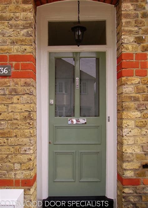 Etched Glass Front Door Painted Green Cotswood Doors London