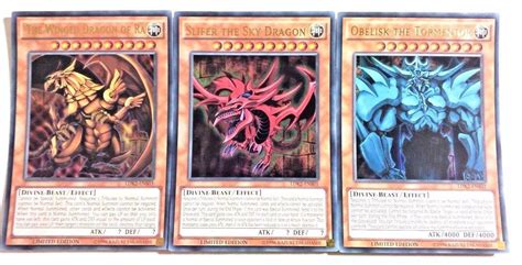 Yugioh Egyptian God Cards Set Slifer Ra Obelisk Ultra Rare Ldk Limited Ed