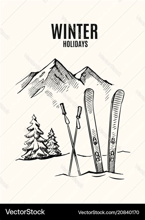 Ski In Snow Royalty Free Vector Image Vectorstock