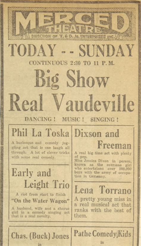 Merced Theatre The American Vaudeville Archive Special Collections