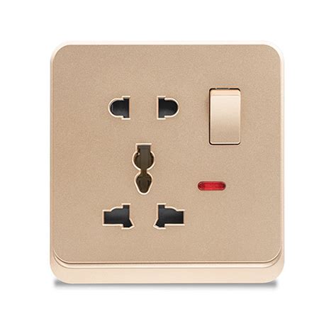 Abuk CE Certificate 5 Pin 16A Golden Plug And Socket 1gang 1 Way