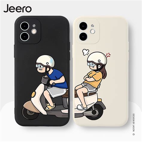 Jeero Soft Silicone Matching Couple Set Cute Funny Shockproof Square