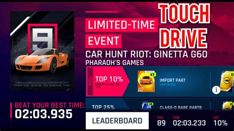 Touchdrive Asphalt 9 CAR HUNT RIOT GINETTA G60 PHARAOH S GAMES