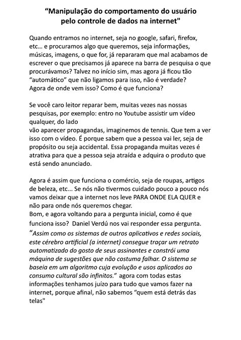 Modelo De Um Texto Dissertativo