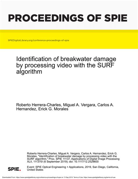 (PDF) Identification of breakwater damage by processing video with the SURF algorithm