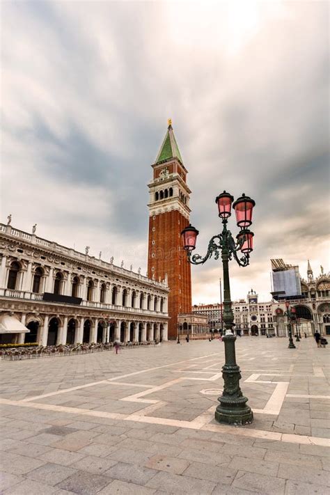 San Marco Square With Campanile In Sunrise Venice Italy Stock Photo