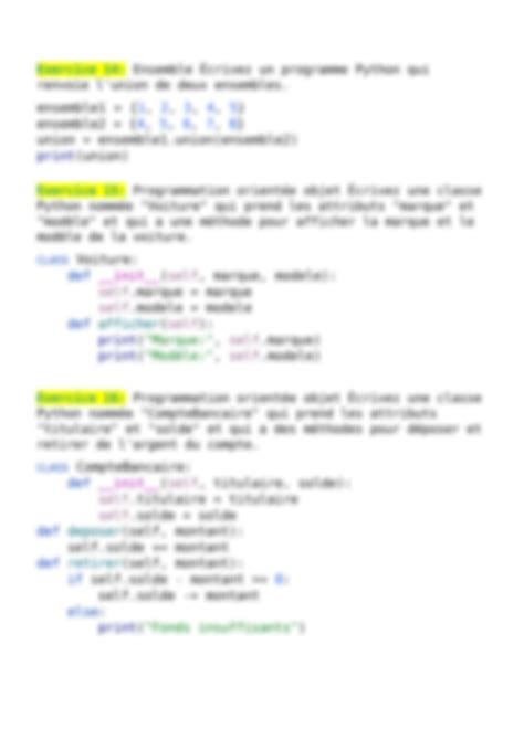 Solution Exercices Corrig S En Python Studypool